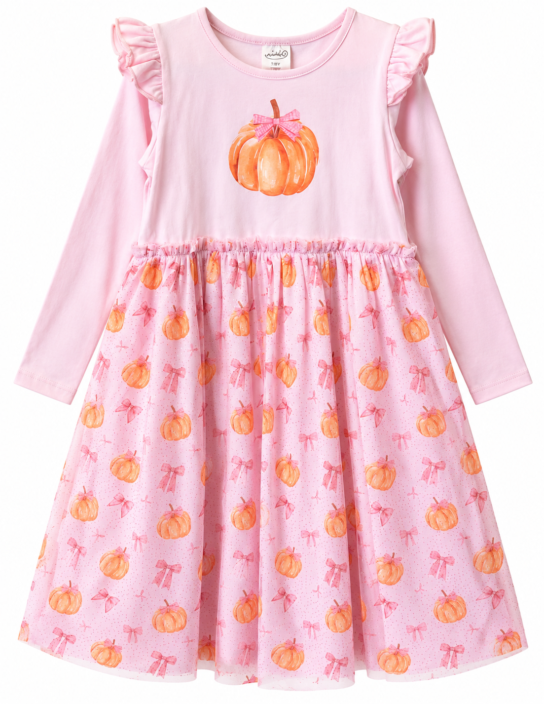 Fall Pumpkin Long Sleeve Tutu Dress