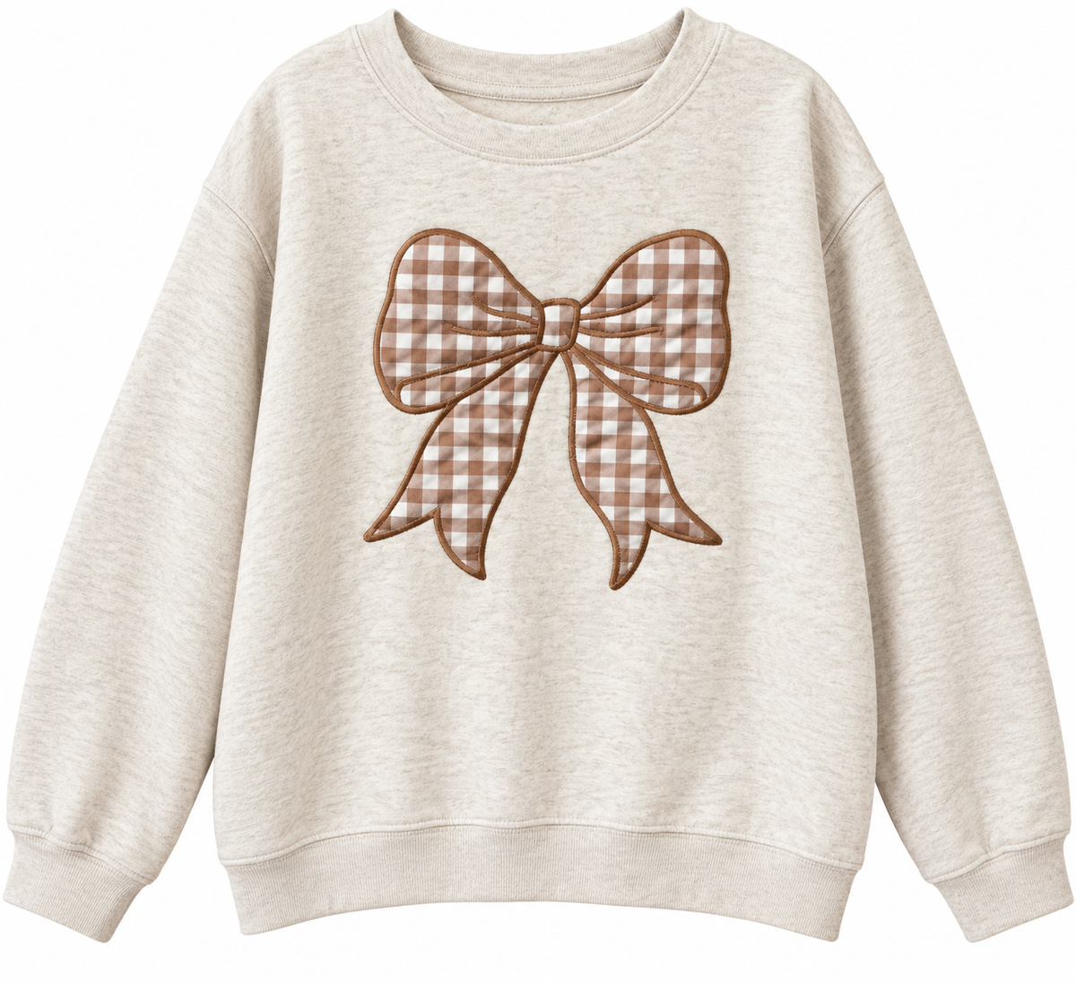 Cinnamon Plaid Bow Patch Sweatshirt