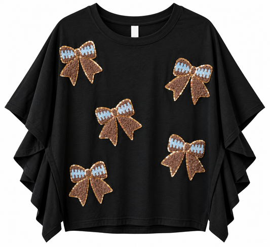 Football Bow Sequin Patch Tee