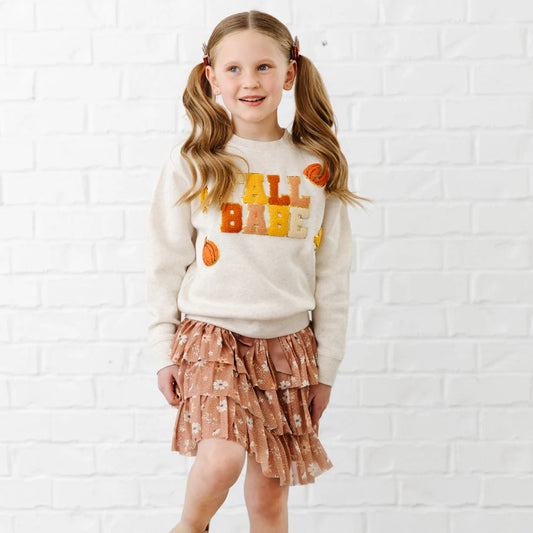 Girls Fall Babe Patch Long Sleeve Sweatshirt