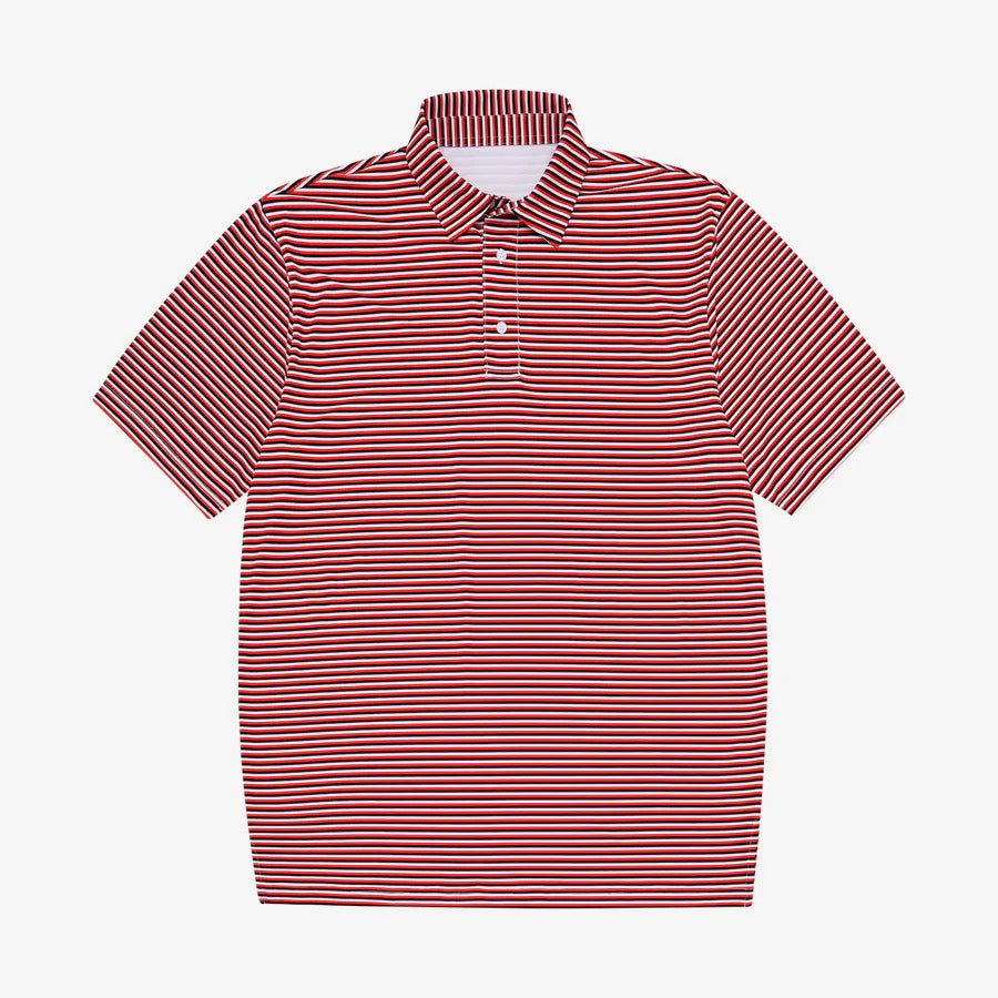 Kids Polo Shirt - Micro Red/Black/White Stripes