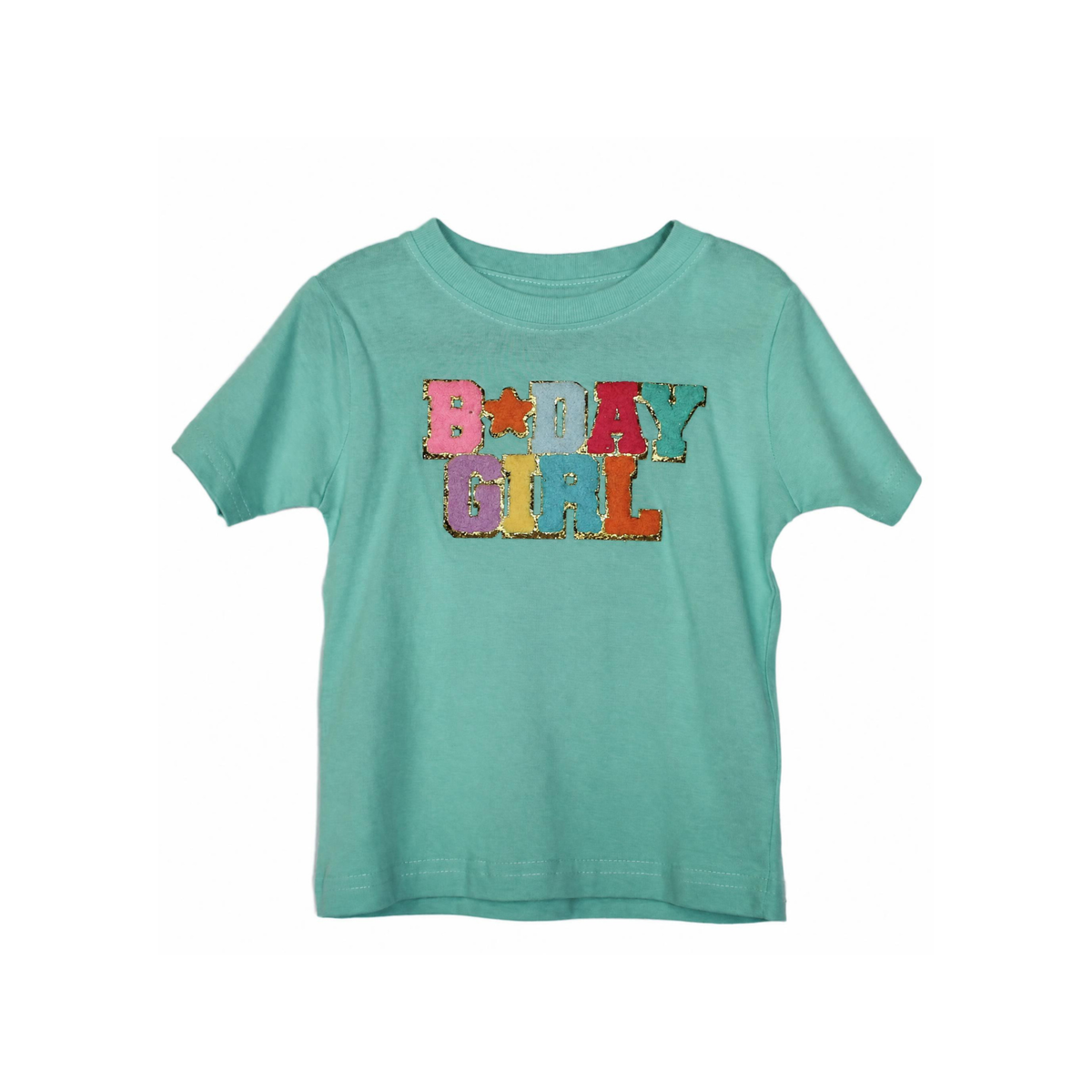 Birthday Girl Patch Short Sleeve T-Shirt - Blue/Teal