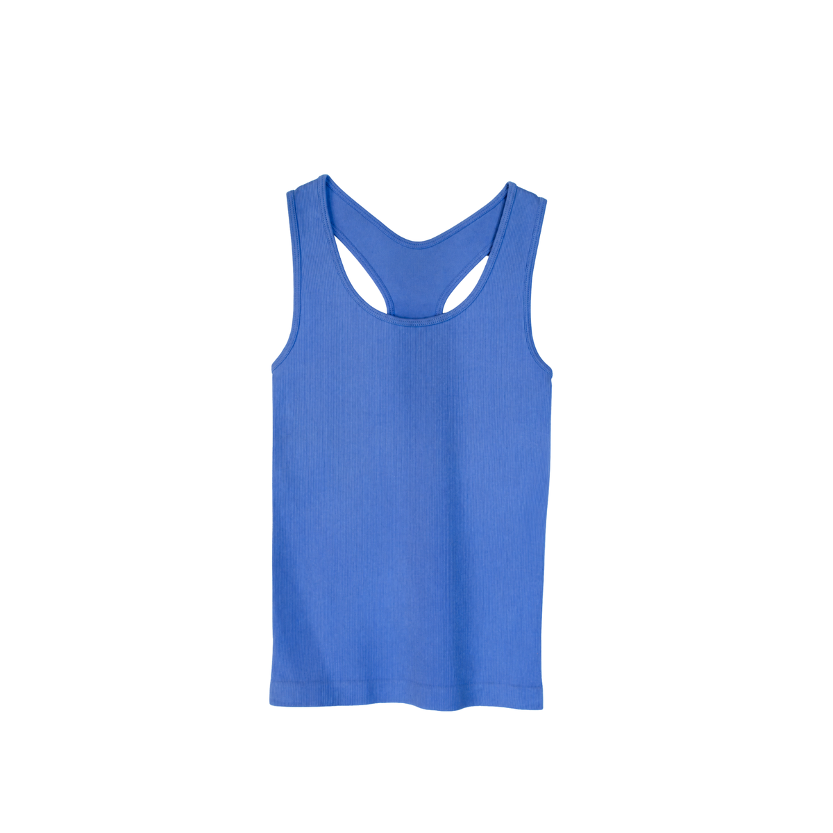 Bright Blue Cropped Ribbed Racerback Top