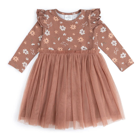 Ditsy Fall Floral Long Sleeve Tutu Dress