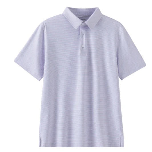 Men's Performance Polo Shirt - Micro Purple/White Stripes