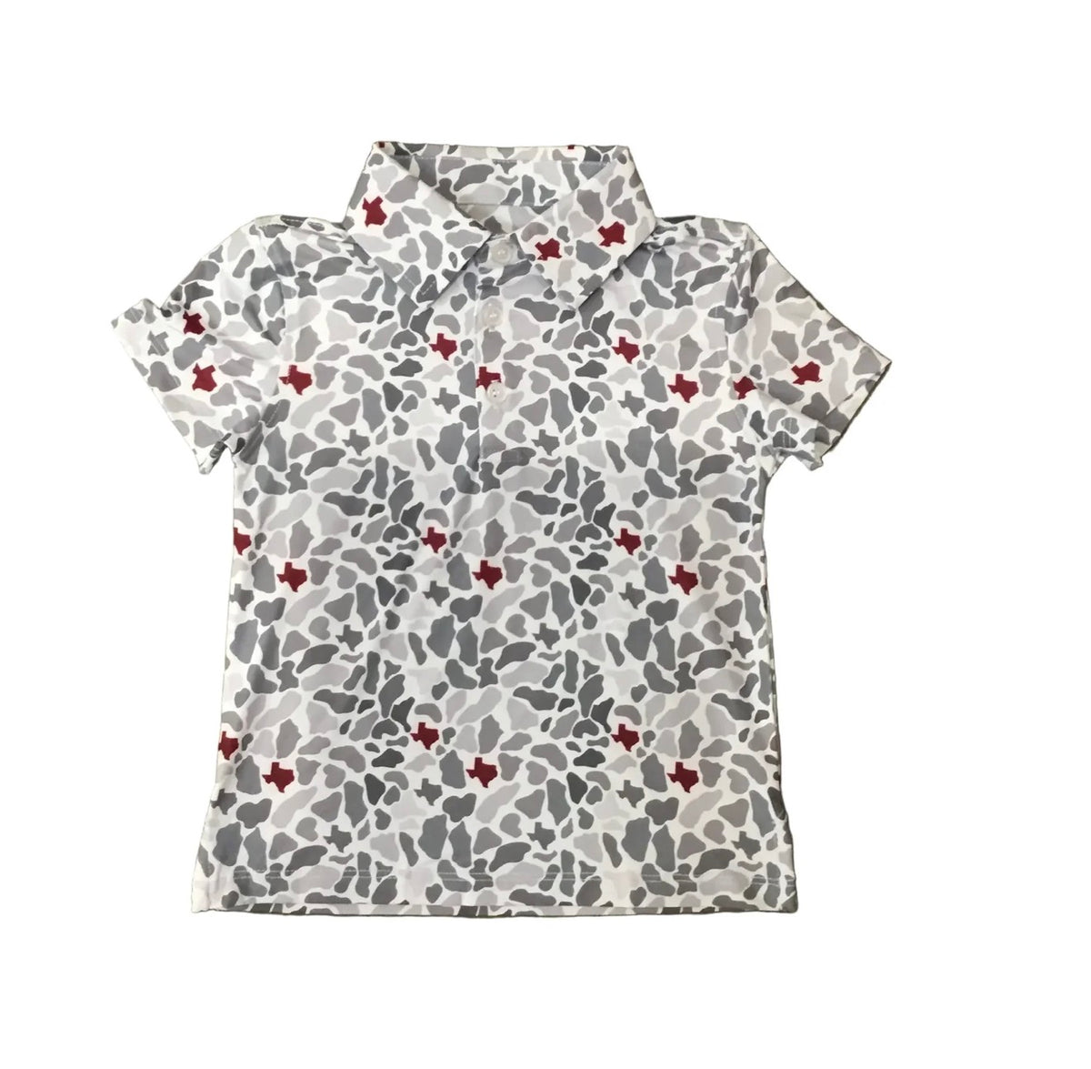 Kids Polo Shirt - Micro TX Outline - Maroon/Grey