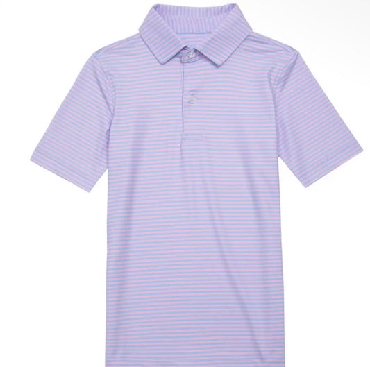 Men's Performance Polo Shirt - Micro Pink/Blue Stripes