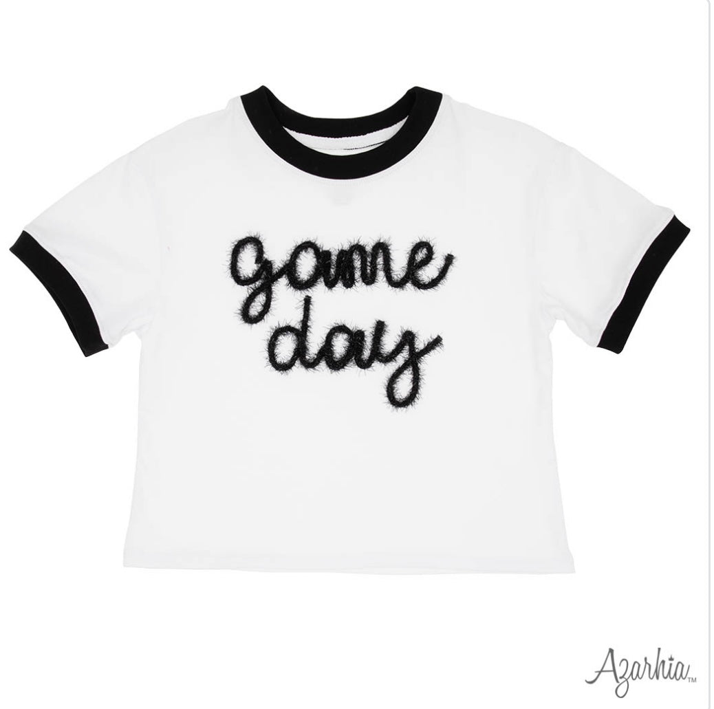 Tinsel Game Day Ringer Boxy T Black