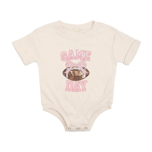 Game Day Sequin Patch Short Sleeve Romper