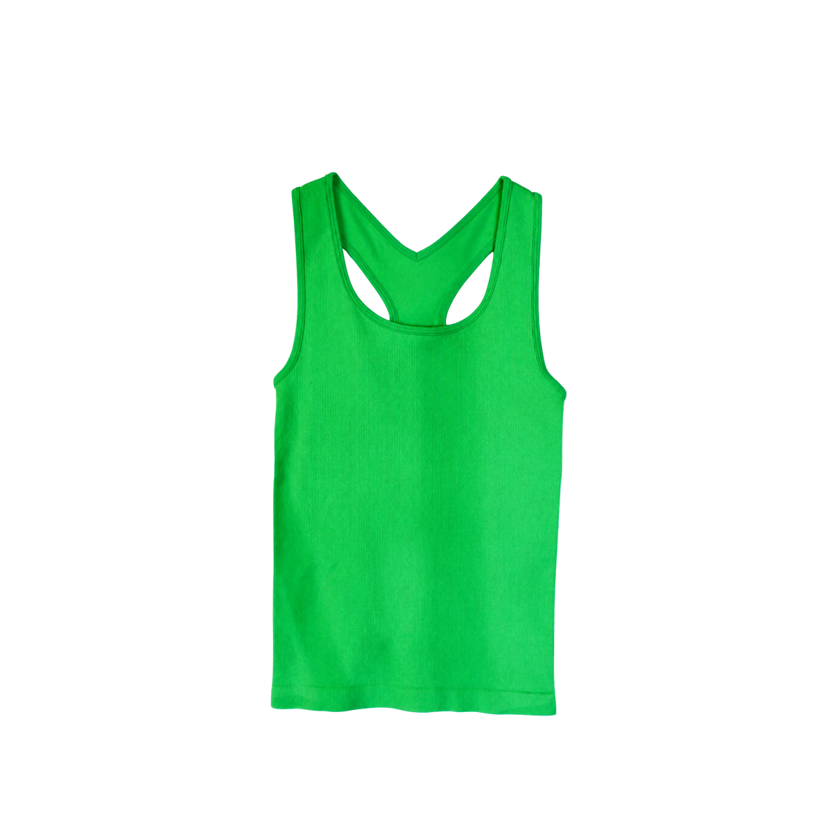 Glam Green Cropped Ribbed Racerback Top