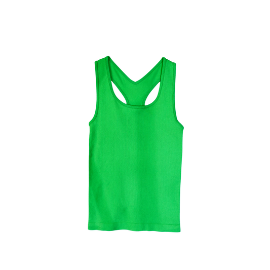 Glam Green Cropped Ribbed Racerback Top
