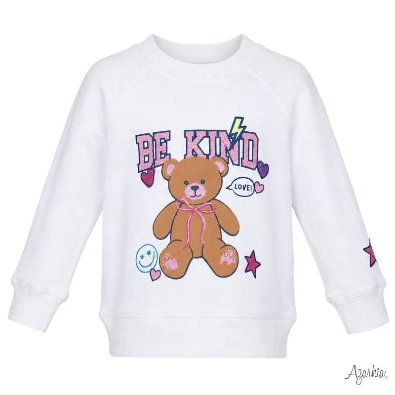 Glitter Be Kind Teddy Oversized White Sweatshirt