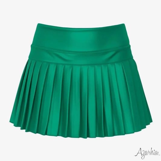 Girls Mini Pleated Skort in Green Shimmer
