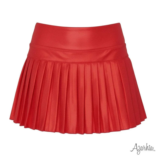 Girls Mini Pleated Skort in Red Shimmer