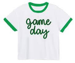 Tinsel Game Day Ringer Boxy T Green