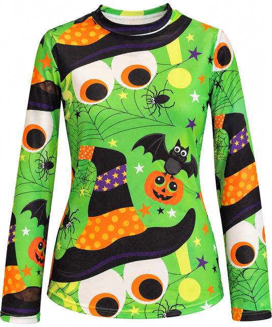 Green Halloween Mesh LS Top