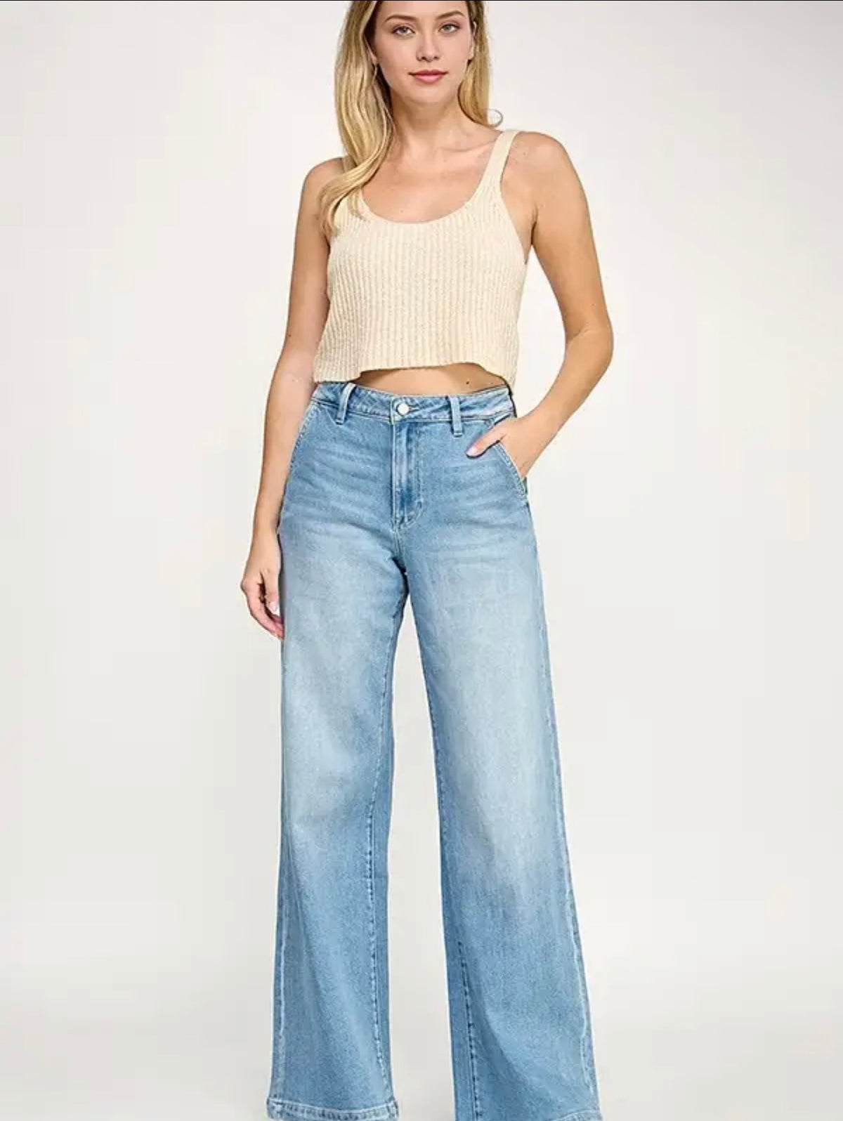 Light High Rise Comfort Palazzo Jeans