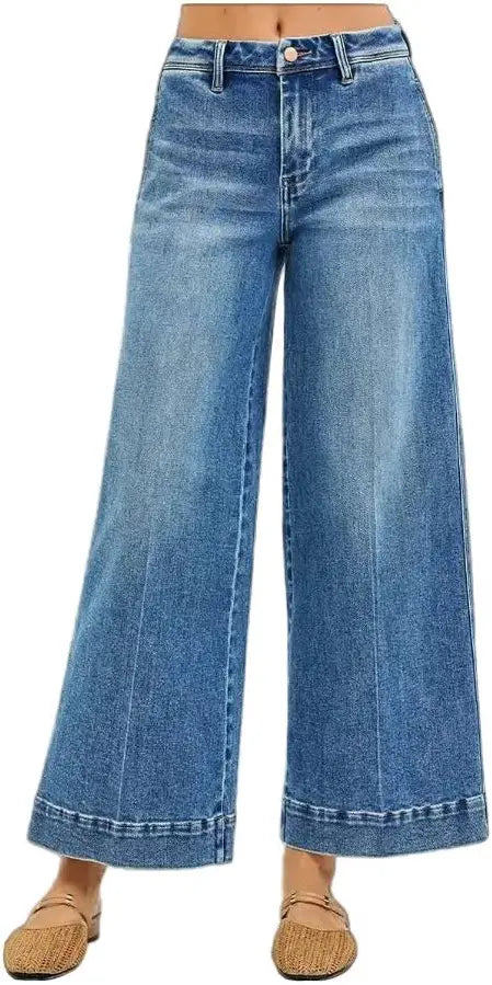 Medium Wash Trouser Wide Leg Jeans