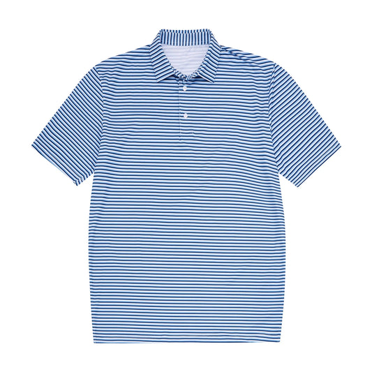 Kids Polo Shirt - Blue/Micro Black/White Stripe