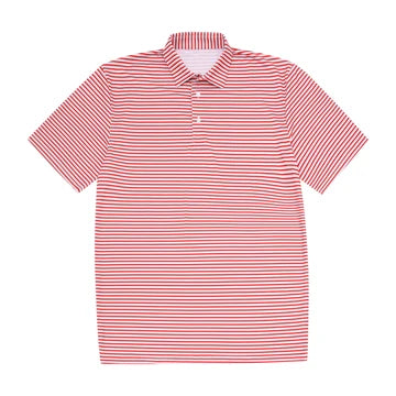 Kids Polo Shirt - Red/Micro Black/White Stripe