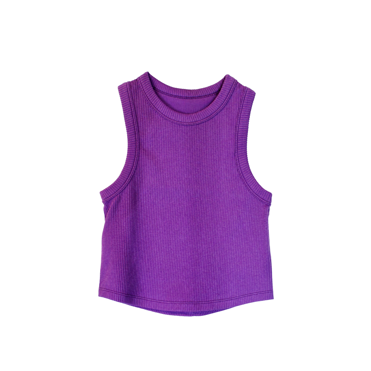 Neon Purple Cropped Ribbed Racerback Top