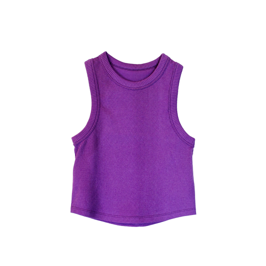 Neon Purple Cropped Ribbed Racerback Top
