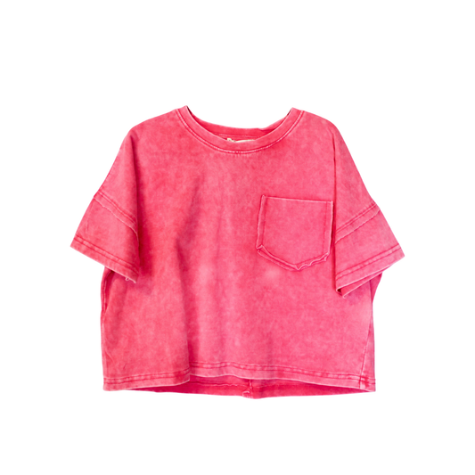 Pink Heathered Pocket Tee