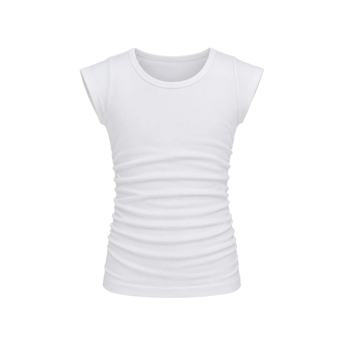 Ruched Top Solid White