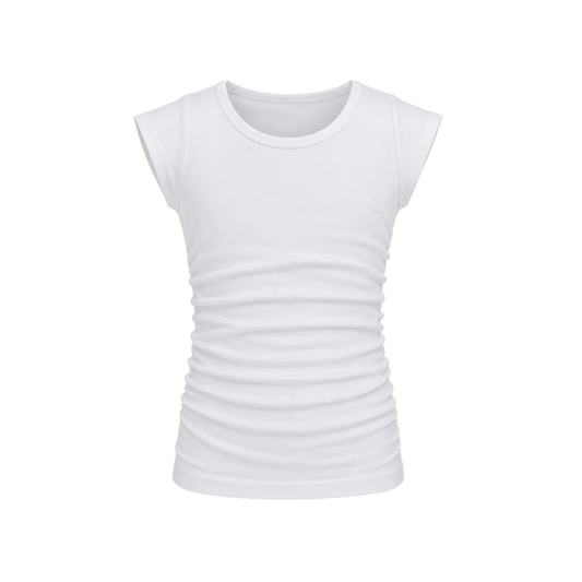 Ruched Top Solid White