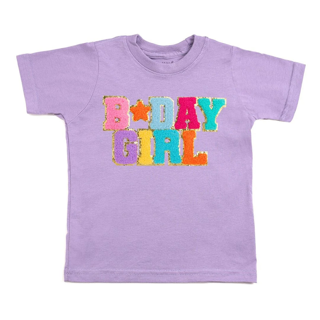 Birthday Girl Patch Short Sleeve T-Shirt - Purple