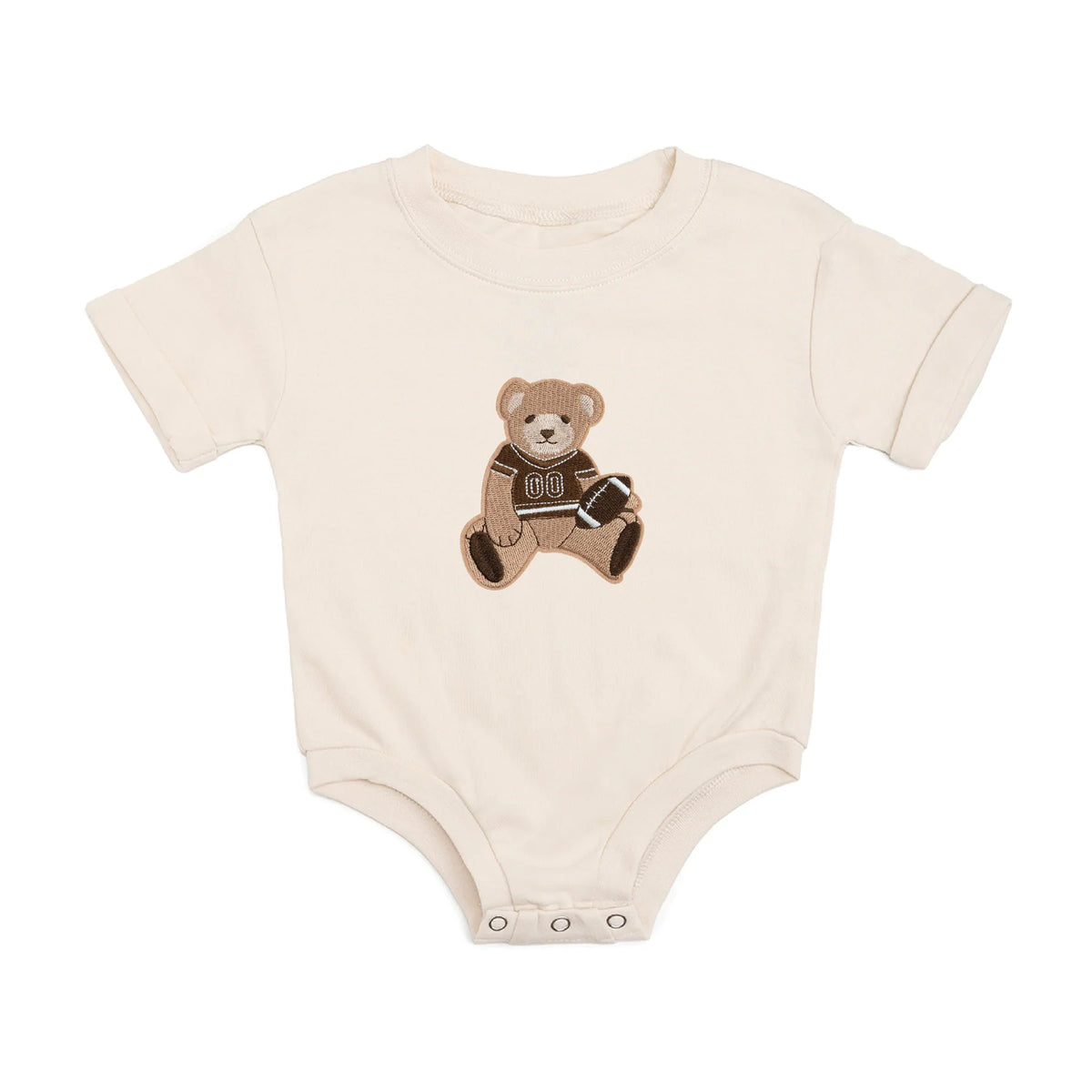 Teddy Bear Patch Short Sleeve Romper