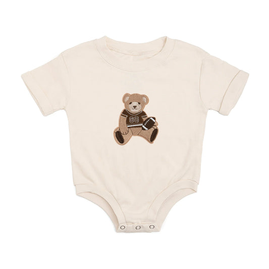 Teddy Bear Patch Short Sleeve Romper