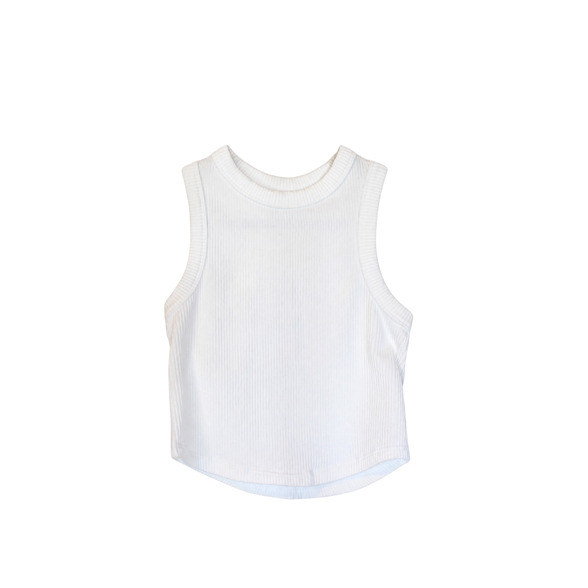 White Purple Cropped Ribbed Racerback Top