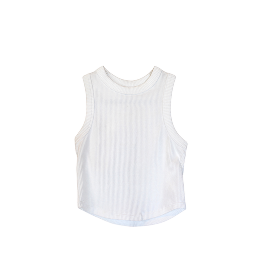 White Purple Cropped Ribbed Racerback Top